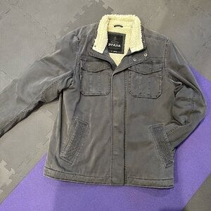 Prana Men's Gray Jacket with Cream fuzzy Lining